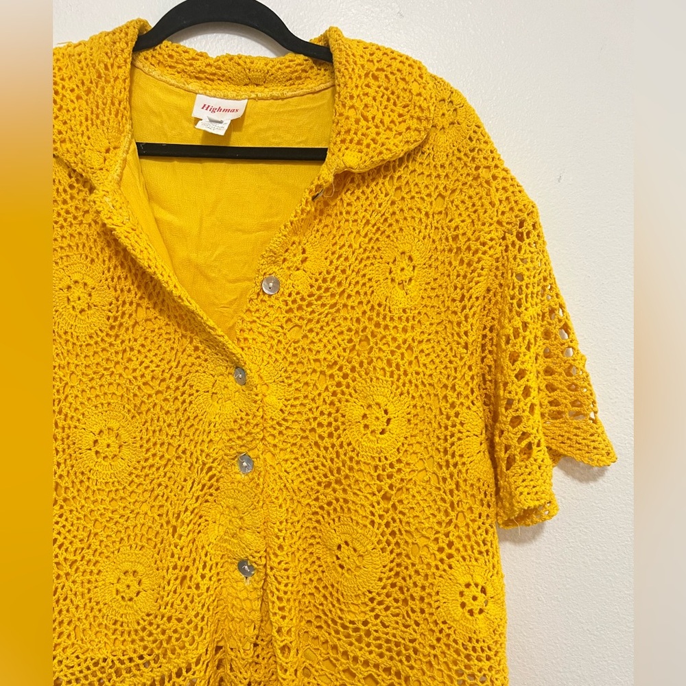 Vintage Highmas Y2K crochet knit collared top - Picture 2 of 2